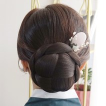 살롱드메리 꽃방울B 가발 가채 가모 한복 혼주 올림머리 똥머리 한복머리장식, 블랙, 1개