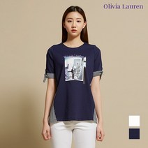 [올리비아로렌] [올리비아로렌] 리본 패치 원포인트 프린트 티셔츠_VOCASWM5121