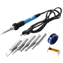 220V / 110V 60W 조정 가능한 온도 전기 납땜 인두 납땜 역 5pcs 팁 솔더 와이어 붙여 넣기 플럭스|Electric Soldering Irons|, 110V US Plug