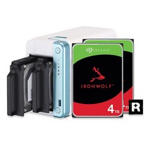 미국 QNAP 2 베이 홈 NAS 4TB 용량 스토리지 사전 구성 RAID 1 씨게이트 아이론울프 드라이브 번들 1GbE 포트 (TS-251D-4G-24R-US), NAS + 4TB Seagate 드라이브_2베이 4GB