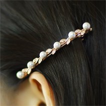 키치아일랜드 우아한 진주 메탈 퀸 리프 헤어머리핀 (5326518)