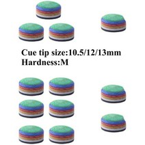 CUPPA Rainbow 당구 풀 큐 팁 10.51213mm 다중 레이어 경도 M, 1pcs Rainbow 12mm