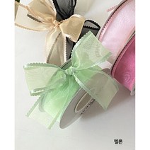 완두콩프린세스 스윗오간디 귀여운 물결 초음파 오간디 리본공예재료 오간자 원단리본, 멜론_1마(90cm), 1개