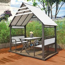 원두막 조립식 통나무집 오두막 통나무 정자 옥상, 19 흰색 플라스틱 나무 오두막 + 테이블 (수납 포함