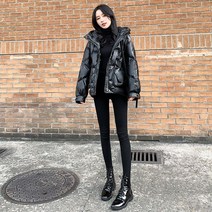목도리증정 유광패딩 점퍼 다운 블랙 루즈핏 힙합 스트릿 나만봐 경량 패딩