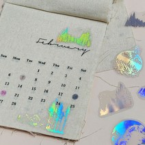 PET 반투명 홀로그램 스티커 달 다꾸스티커 감성스티커 예쁜스티커 디자인스티커, 상세페이지 참조