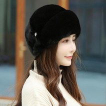 수입 밍크 털모자 통밍크 겨울 패션 귀달이 털 밀짚모자 벙거지 중년여성모자