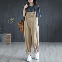 여름/여성/멜빵바지/루즈핏/면마/점프슈트/봄