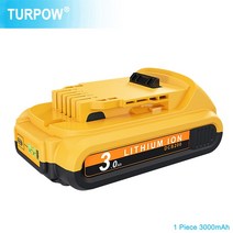 자동차 교체 대용량 Turpow 리튬 배터리 디월트 18V DCB184 DCB200 DCB182 DCB180 DCB181 DCB201 DCB206 L50 20V 6000mAh, 01 1 Piece 3000mAh