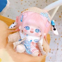 무속성솜인형 20cm 10cm 15cm 솜 아이돌인형옷 20cm 면화 복숭아 꽃 박제 비 속성 핑크 귀여운 여우 옷 학생 선물, 해골없이 20cm, 알몸 아기 튀김 머리 + 헤어 스타일 - 임의의