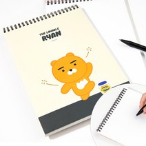 카카오프렌즈 하드커버 상철 스프링 노트 / 다이어리 스터디플래너 노트 독서록 공책 스프링제본 스프링노트 산모수첩 연습장 영어노트 수학노트 수학오답노트 종합장 무선노트 캠퍼스노트, 라이언