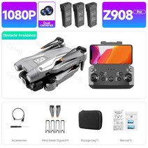 입문용 촬영용 미니 드론 새로운 Z908 프로 드론 와이파이 FPV 미니 4K HD 전문 듀얼 카메라 3 면 장애물, 06 Gray 1080P 3B