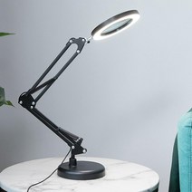 링 라이트 LED 2관절 돋보기 네일 아트 스탠드 USB 확대경 독서 독보기 책보는, 화이트