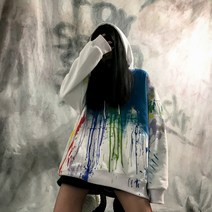 해외 힙합퍼 오버핏 @진우수 오리지널 다색나염 핸드메이드 잉크 인스타풍고거리 히하조