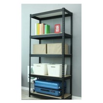 신한앵글랙 스마트랙 5단(검정) 조립식 다용도 세탁기 건조기 실외기실 아파트베란다 대피실 철제앵글 창고 렉 수납 철제선반 코스트코고릴라랙 팬트리 펜트리 800X300 (가로X세로), 1개