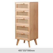 라탄 원목 틈새 공간활용 슬림 나무 협탁 서랍장 다용도 우드 수납장, 복장을 갖추다, 오동나무 원목색 등나무 다섯 말