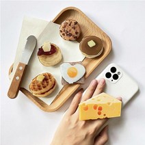 Linkvu 아크릴 스마트톡 브런치 치즈 와플 폰톡 프린팅 거치대 그립톡 스콘, 브런치폰톡