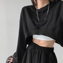 레이미 크롭 맨투맨 티셔츠 크롭핏 캐주얼 데일리