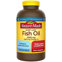 Nature Made 피쉬 오일 1200mg 소프트젤 피쉬 오일 보충제 건강한 심장 지원을 위한 오메가 3 피쉬 오일 소프트젤 100개가 포함된 오메가 3 보충제 50일 분, 300 Count (Pack of 1)