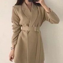 씨크릿컴퍼니 벨트 라인 노버튼 트렌디 하프 자켓