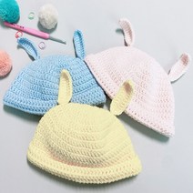 아기 토끼 신생아 뜨개 모자 DIY 동영상 패키지 키트 계묘년 흑토끼띠 태교 코바늘뜨개, 아가오가닉코튼 17 파스텔연핑크
