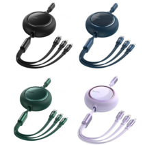 100W 3in1 멀티 데이터 고속충전 케이블 릴타입 5단계 길이조절 C타입+8핀+마이크로5핀 스마트폰 노트북 패드 맥북 프로 지원 1.2m, 그린