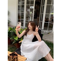 체크무늬 원피스 여름 시문 하와이안티 멈추다 프렌치 첫사랑 끈나시 슬립 미디롱 감각 화이트 2168943332