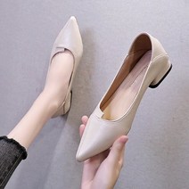 웨지힐 가보시힐2020 여성 가죽 펌프스 신발 Office Lady Med Square Heel 뾰족한 발가락 미끄럼 방지 작업