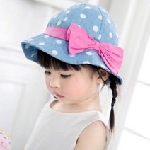 핑크리본 땡땡이 벙거지 아기모자47-53cm 300055