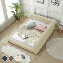키즈돔 키즈 패밀리 저상형 가죽 슈퍼싱글침대 프레임[가드형] 3color, 색상:크림 아이보리