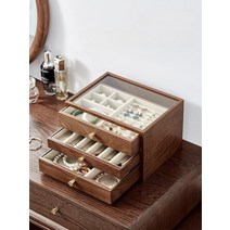 3단 4단 나무 보관함 귀걸이 반지 예물 투명 목걸이 보석함 폐물함 서랍, 02.3단 보석함