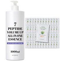 아요델 알로에베라 선크림 1회용파우치 5ml x 50매 + 선크림 500ml 등, 1회용파우치50매+펩타이드에센스1000ml