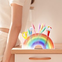 모두스마일 무지개 연필꽂이 아크릴 5구 펜트레이