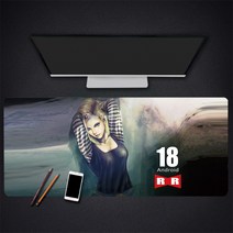 WARM빈티지 일러스트 키보드 마우스 장 패드 게이밍 사무실 PC방 데스크 매트 테이블, 오렌지레드-걸 + 300x600mm + 3mm