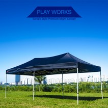 [플레이캐노피]2.4X4.8 사이즈(스틸 / 지붕+벽면포함) 캐노피 행사용천막, 지붕(화이트), 벽면(블루)