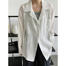 하늘색셔츠 소라색 목 블루 화이트 봄 여름 긴 소매 포켓 여성 블라우스 셔츠
