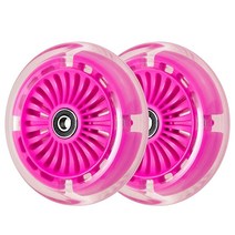 120mm 3륜 스쿠터 전면 LED 조명 교체 휠 어린이 스쿠터 플래시 휠 세트 마이크로 킥보드 미니 맥시 디럭스 글로버 킥 스쿠터 (한 쌍) (핑크)