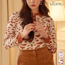 로엠 로엠 (BYROEM) 카라 레오파드 니트_RMKA94VY12-T