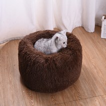 고양이집 딥 슬리핑 펫집 롱 보풀 개집 강아지집 보온매트 펫용품, 커피 컬러