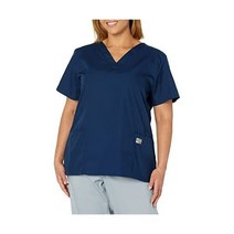 Landau 스크럽 존 릴랙스 핏 2포켓 V넥 스크럽 탑 여성용 70221, Navy, Navy