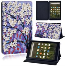 태블릿케이스 테블릿 아마존 파이어 7 5/7/9 세대/HD 8 6 세대 105 9 용 PU 가죽 태블릿 케이스 유화 시리즈 커버, 02 Fire 7 (5th 7th 9th), [18] 18.purple tree paint