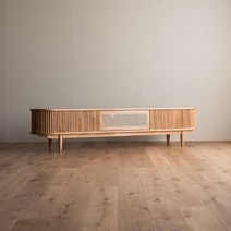 헤세 내추럴 2100 라운드 원목 라탄 거실장, 단품