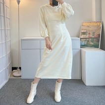 라인 핀턱 데일리 겨울 기모 후드 롱 원피스 어거스트후