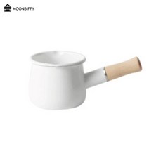 법랑냄비 밀크팬 인덕션 소스 500ml 에나멜 우유 냄비 나무 손잡이 가스 스토브 인덕션 요리 아침 식사 우유 커피 냄비 조리기구 주방 도구 cozinha, 하얀