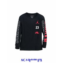 플레이키즈프로(NC수원터미널점)봄상품-쥬니어사이즈(140-170)-면100%-조던 점프맨로고와 팔부분 레터링으로 포인트를 준 개성넘치는 티셔츠(N221TS354P-BK)