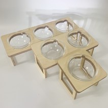 누스 강아지 고양이 수반 식기 식탁 물그릇 애견 애묘, 1set, 2구 스테인리스식기(높이18cm)