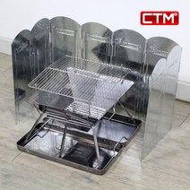 CTM 접이식 버너바람막이 알루미늄 윈드스크린 10단 12단 가스 렌지 코펠 가드 캠핑취사용품, CTM 버너바람막이 초대형 8단 120X40 실버