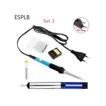 알곤용접기 가정용 논가스 용접기 아크 알곤 겸용 휴대용 스텐 소형 고성능 ESPLB-110V/220V /EU 전기 납땜 인두 조절 온도 용접 스테이션 열 연필 + 팁 개, 60W, Set 3, 미국