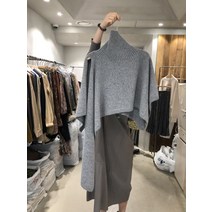 언발란스 꽈배기 풀오버 터틀넥 후드 레이어드 드롭 포인트 스카프 여성 니트 케이프 스트라이프
