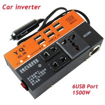 시거잭인버터 변환기 차량용 피크 1500W 전원 인버터 DC 12V 24V DC110V 220V 범용 다중 보호 최신 자동차, [01] black orange